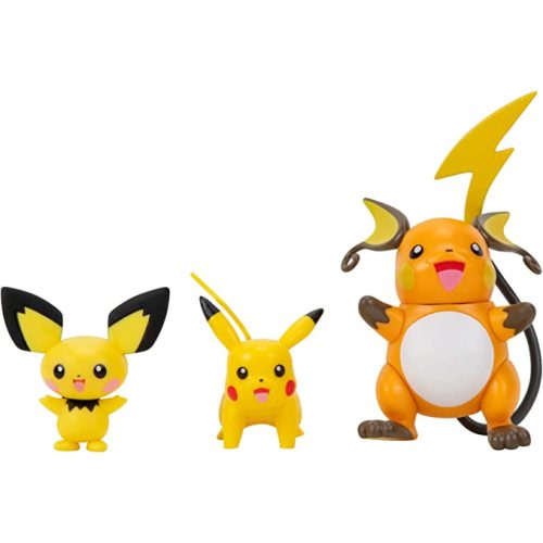 Pokemon Select Evolution 3 Pack - Features 2-Inch Pichu and Pikachu and 3-Inch Raichu Battle Figures