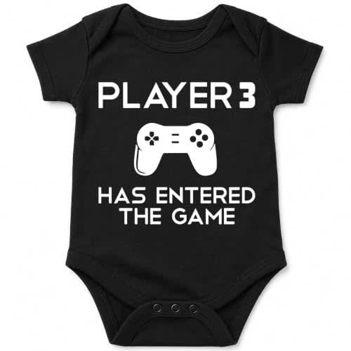 AW Fashions Player 3 Has Entered The Game - Gamer Baby Bodysuit | Gamer-family baby humor for pregnancy reveals, showers, player-three announcements, photos and game nights