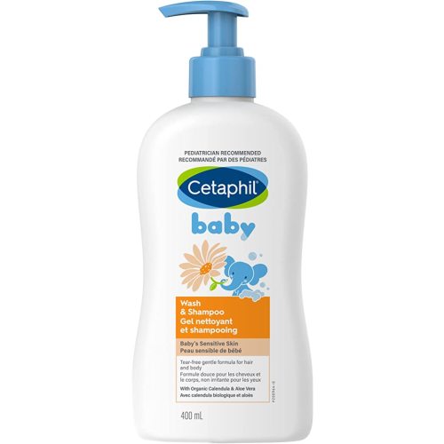 Cetaphil Baby Wash & Shampoo With Organic Calendula - Tear Free - Paraben, Colourant and Mineral Oil Free - 400ml Pump