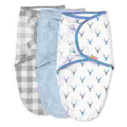 SwaddleMe by Ingenuity Original Swaddle, Best-Selling Swaddle Brand, 100% Cotton, Improves Sleep & Calms Startle Reflex, 0-3 Months, 3-Pack - Oh Deer