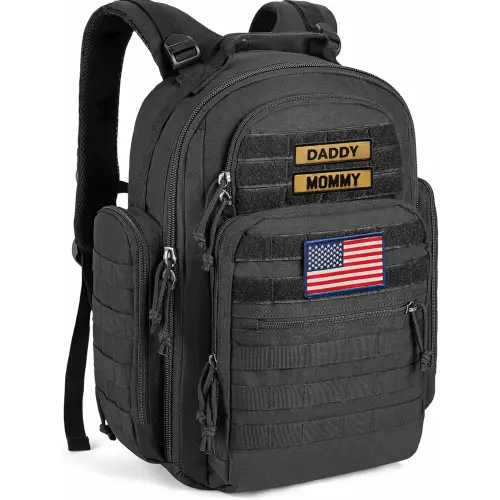 SHARKMOUTH Diaper Bag Backpack for Dad and Mom, Military Molle diaper Pack with Insulated Bottle Holders and Wipe Pocket