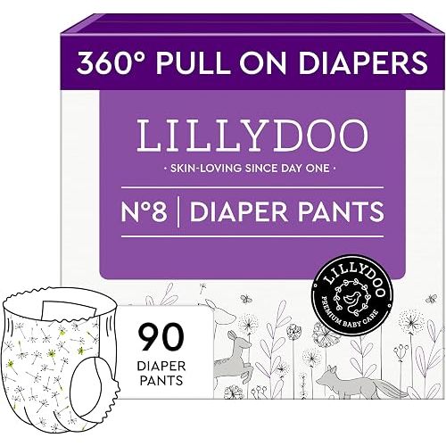 LILLYDOO Big Kid Pull-On Diaper Pants, Size 8 (37+ lbs), 90 Count, TCF