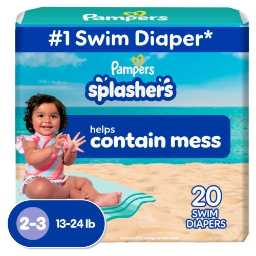 Amazon.com: Pampers Splashers Swim Diapers, Size 2-3, 20 Count, Disposable Swim Diapers, Contains Mess, No Swell