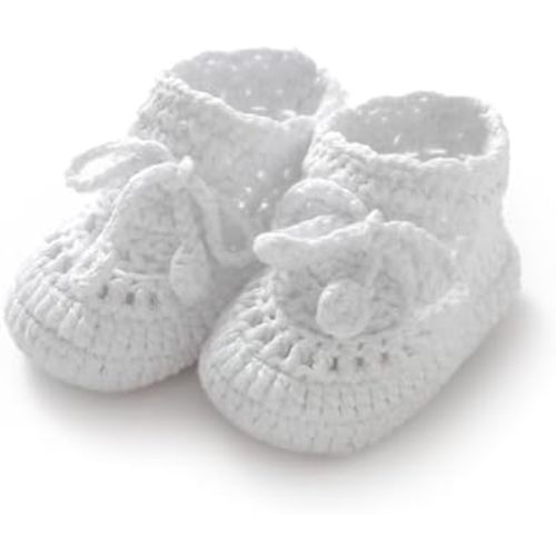 Hadetoto Baby Booties Hand Crochet Knit Cotton Bootie Soft Cozy Warm Socks Shoes Newborn First Walkers for Infant Boy Girl