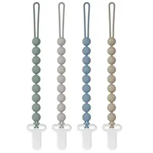 Pacifier Clips Silicone, 4-Pack Pacifier Holder Clip with Stylish Round Design, 100% Food Grade Silicone, Safe Essentials for Newborns Baby Boys and Girls