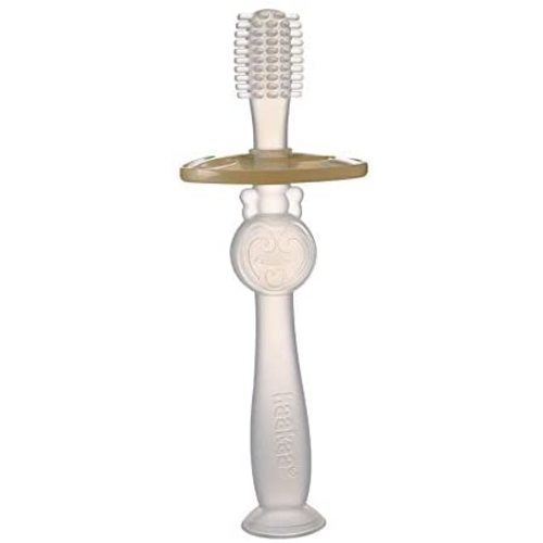 haakaa 360° Silicone Toothbrush Teether-Ultra Soft Bristles for Baby Oral Gum Cleaning| Baby Teething Training|Oral Brushing Massager -6m+ Baby,Toddler,Clear