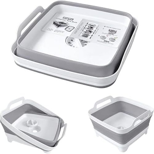 2.4Gal Collapsible Dish Basin with Drain Plug, Baby Bottle Wash Basin