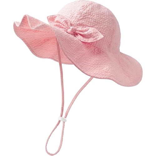 HONGTEYA Baby Sun Hat Toddler Girl Hats Infant Toddler Summer Bucket Beach Hat Wide Brim Sun Protection