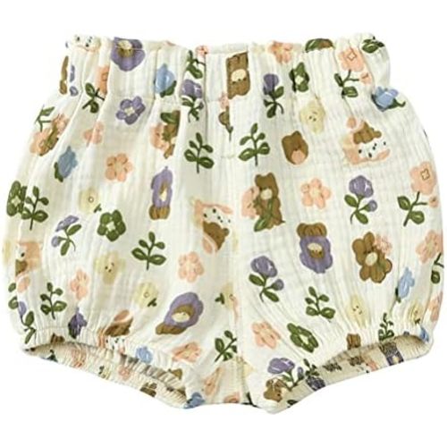 Baby Girls Boys Cotton Linen Cute Print Bloomer Loose Harem Shorts Toddler Newborn Panty Diaper Cover