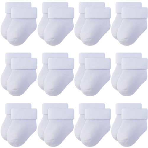 RATIVE Newborn Baby Socks 0-6,6-12 Months Terry Turn Cuff Socks for Boys Girls