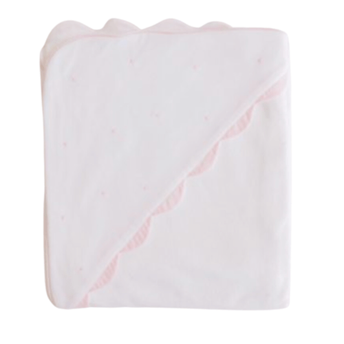 Hooded Towel, Pink Dots & Scallop