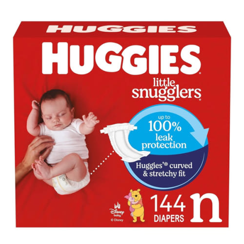 Huggies Size Newborn Diapers, Little Snugglers Baby Diapers, Size Newborn (up to 10 lbs), 144 Count, Packaging May Vary