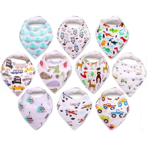 KiddyStar Organic Cotton Baby Bibs for Boys & Girls – Soft, Absorbent Teething & Drool Bibs - Adjustable Snaps for Toddlers