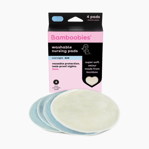 Bamboobies Washable Nursing Pads (2 Pair) Overnight - Blue
