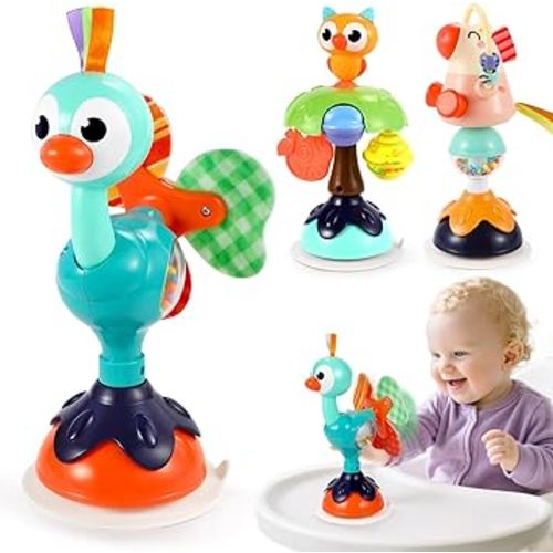 Baby Toys 6-12 Months 3PACK High Chair Scution Cup Toys Rattle Toys for Babies 12-18 Months Baby Tray Infant Toy for 6 9 12 18 24 Months Newborn Gifts for 1 2 Year Olds Boys Girls Kids Birthday Xmas