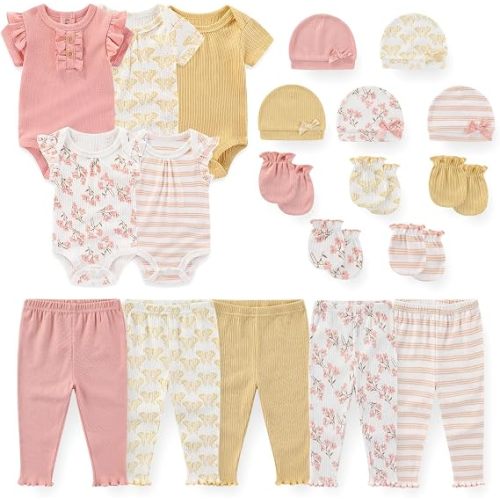 JELYLOVE 20 Pack Baby Boy Girl Bodysuits Sets New born Clothes Essentials