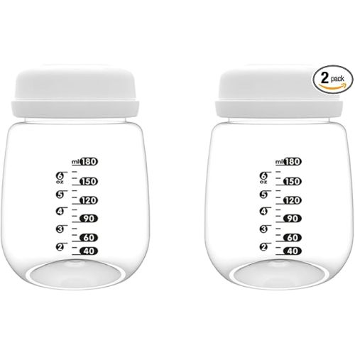 2pcs Breast Pump Collection Bottles for Spectra S2 S1 9 Plus Motif Luna Breast Pumps, 6.oz 180ml Reusable Wide Neck Bottles with Collar and Sealing Disc, Replace for Spectra Bottle