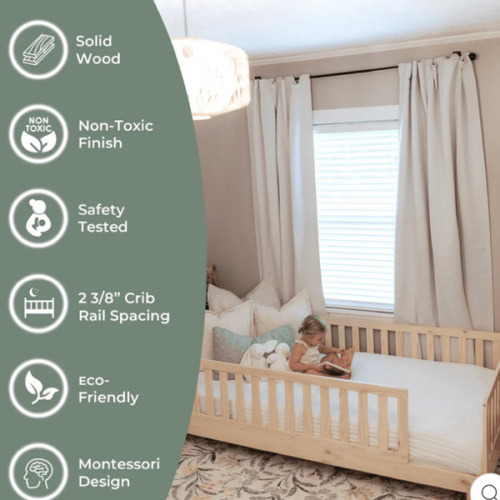 Luca Convertible Toddler Floor Bed | Montessori Bed with Rails – Custom Kids Furniture