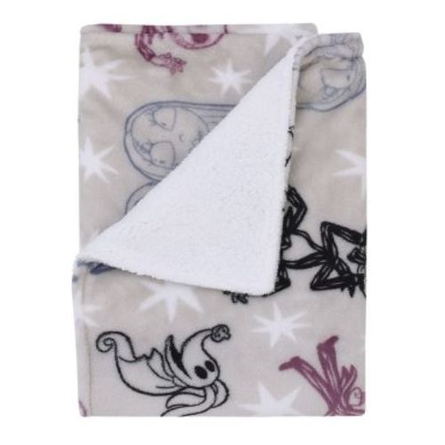 NoJo Disney Nightmare Before Christmas Gray, Purple, and White Super Soft Cuddly Plush Baby Blanket