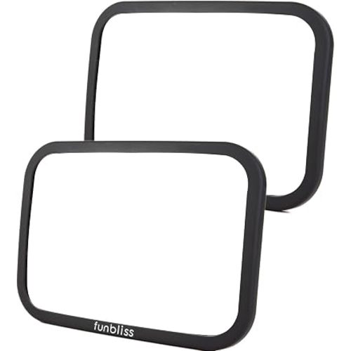 Funbliss Rear Facing Car Seat Mirrors - Shake-proof & Shatterproof Baby Car Mirror for Backseat - Clear Wide View, Easy Install, 2 Pack for Multiple Kids