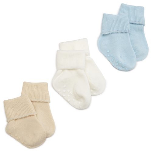 Jefferies Socks unisex-baby Baby Boy's Organic Cotton Non-skid Turn Cuff Socks 3 Pair Pack
