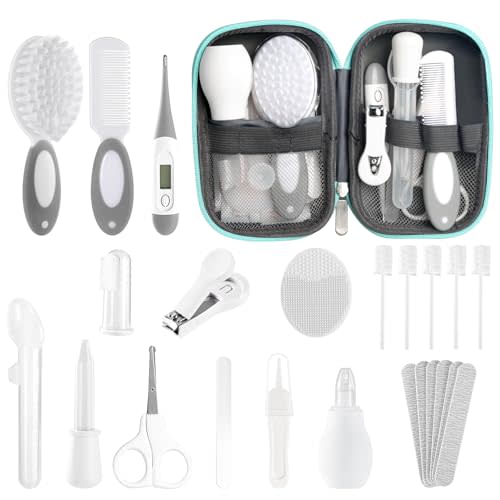 Baby Healthcare and Grooming Kit for Newborn Kids, 24PCS Upgraded Safety Baby Care Kit, Newborn Nursery Health Care Set, Baby Care Product (Grey White)