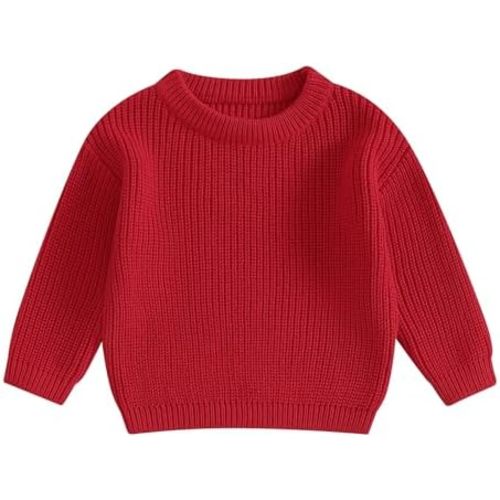 Newborn Toddler Baby Girl Boy Knit Sweater Round Neck Sweatshirt Long Sleeve Tops Pullover Fall Winter Clothes