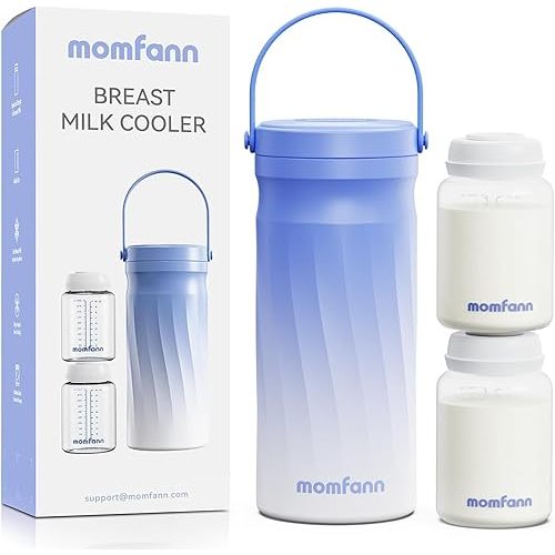 Portable 20oz Stainless Steel Breast Milk Cooler with 360° Surround Cooling – Keeps Breast Milk Cold for 24 Hours, Ideal for Travel & Outdoor Use, Includes 2 x 10oz Bottles