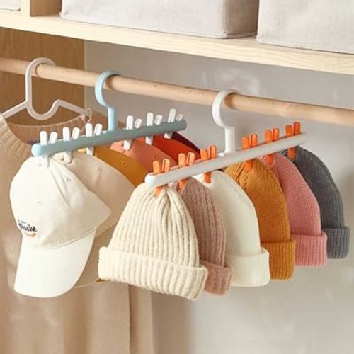 Hat Rack for Baseball Caps Hat Organizer Holder for Hanger Room Closet Display 8 Hat Storage Clips for Hang Ball Caps Winter Beanie and Accessories,for Men Women Gift,rotate 360°(grey-2 pack)