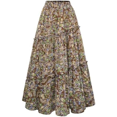 Scarlet Darkness Boho Maxi Skirt for Women Tiered Flowy Long Skirts with Pockets 2026 Summer Spring Vacation Outfits