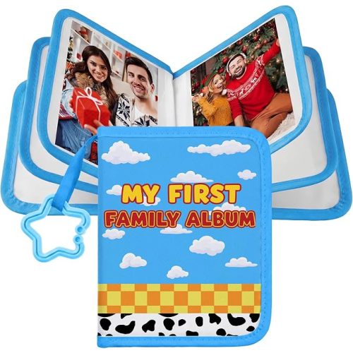 My First Family Album for Baby Holds 17 4x6 Pictures Baby Photo Album Soft Cloth Book for Kids Toddlers Family Memory Gift(Story)