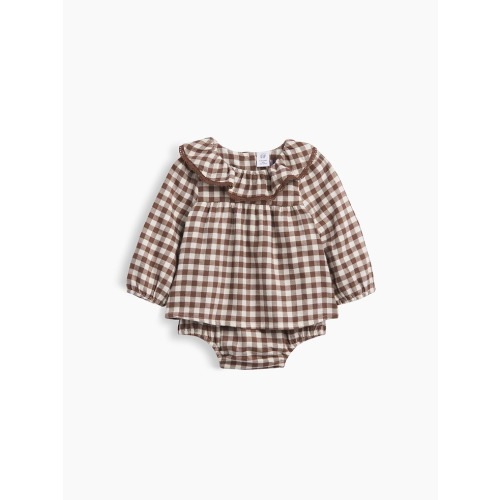 Baby Gingham Flannel Bodysuit Dress