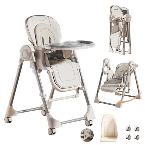 Baby Swing Foldable Baby Feeding Chairs,Baby Convertible High Chair,Baby Portable Folding Dining Chairs with Adjustable Tray for Babies and Toddlersl,Unisex,White