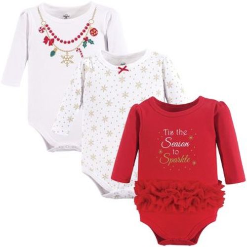 Little Treasure Baby Girls Cotton Long-Sleeve Bodysuits 3pk, Christmas Necklace, 0-3 Months : Target