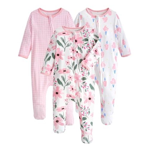 Yoofoss Baby Pajamas 100% Organic Cotton Baby Sleepers for Newborn 0-3 3-6 6-9 Months Boys Girl Clothes 3pcs Footed PJs