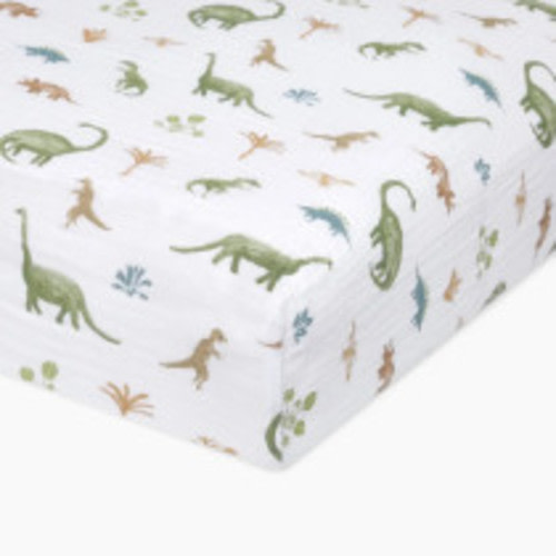 Aden + Anais Essentials Cotton Muslin Crib Sheet - Dino Jungle