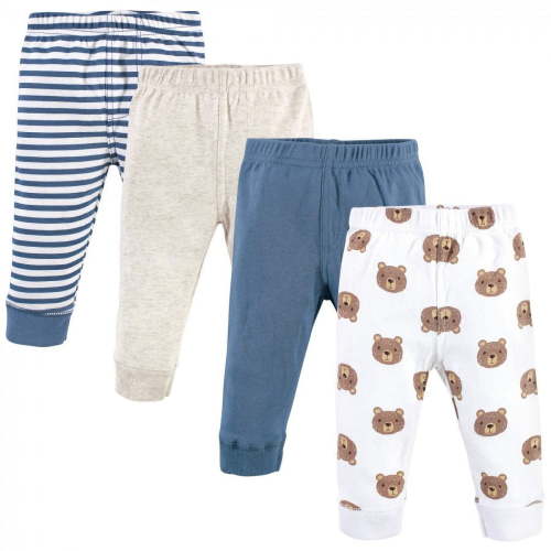 Hudson Baby Infant and Toddler Boy Cotton Pants 4pk, Little Bear, 6-9 Months