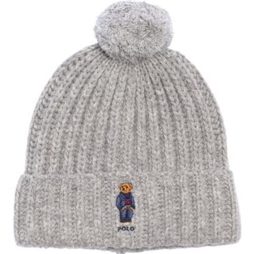 Denim Bear Pompom Beanie