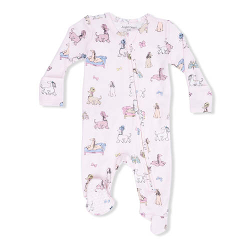 2-Way Zip Ruffle Footie, Fancy Hounds with Bows