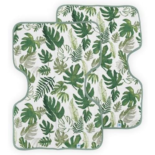 Little Unicorn Ultra-Absorbent Premium Burp Cloth 2 Pack | Soft on Baby's Skin | Larger Size | Ergonomic Design | Set of 2 (Tropical Leaf)