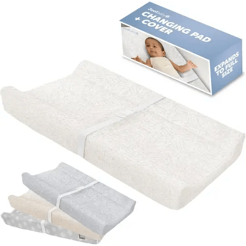 Jool Baby Serenity Soft Changing Pad + Washable Cover, Non-Slip - Fits Standard Changing Tables & Dressers (Wave Pattern, Off White)