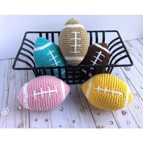 Baby Football, Baby Toy, Crochet Football, Small Football, Pink crochet football, Baby Gift, Baby Shower Gift, Brown Football, Knit football