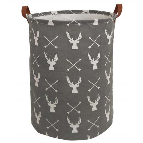 Howarmer Large Hamper - Large Sized Storage Baskets with Handle, Collapsible & Convenient Home Organizer Containers for s s, Clothing,Grey Deer