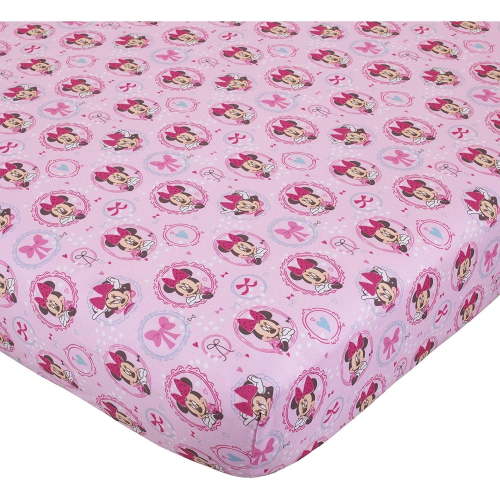 Disney Baby Minnie Mouse Fitted Crib Mattress Bed Sheet, Minnie Bows Are Best in Polyester