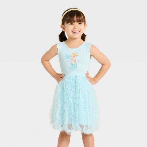 Toddler Girls' Disney Frozen Elsa Tulle Ballerina Dress - Blue 3T