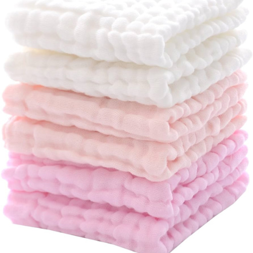MUKIN Baby Washcloths and Burp Cloths, Soft Absorbent Towels for Newborns, 6 Pack, 12x12 Inches (Pink)