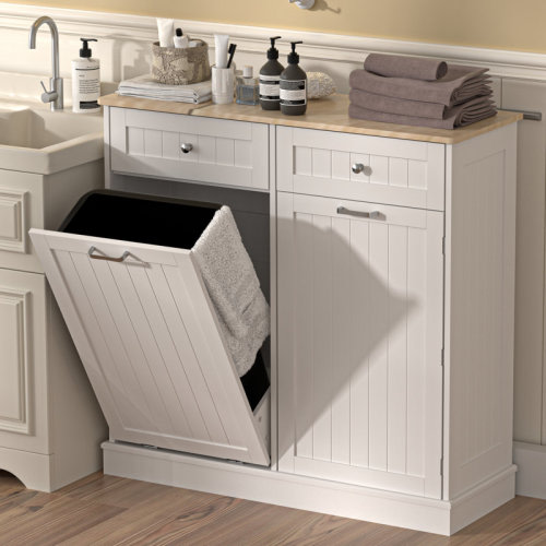 AHB 13 Gallons Tilt Out Trash Cabinet Free Standing Kitchen Storage Cabinet Recycling Trash Can Cabinet With Hideaway Drawers Pet Proof Trash Can Holder For Kitchen Living Room & Reviews | Wayfair