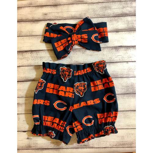Chicago Bears Inspired Football Headwrap Headband Toddler Bows Big Bow Little Baby Girl Infant Tied Oversized Infant Bummies Shorts