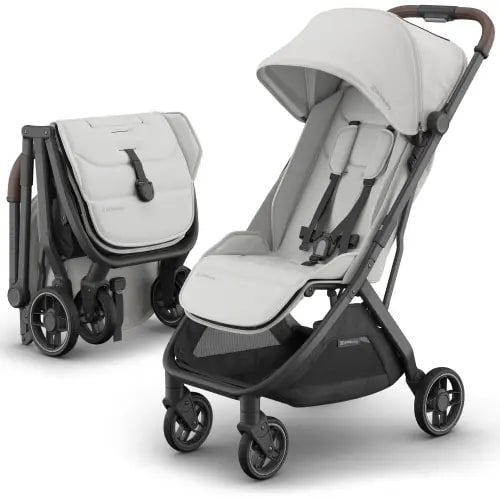 UPPAbaby Minu V3 Compact Stroller - Savannah (Pearl Gray Melange / Carbon Frame / Chestnut Leather)