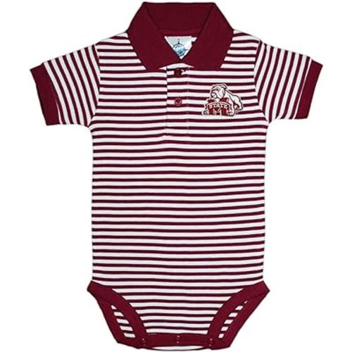 Creative Knitwear Mississippi State Bulldogs Newborn Infant Baby Striped Polo Bodysuit